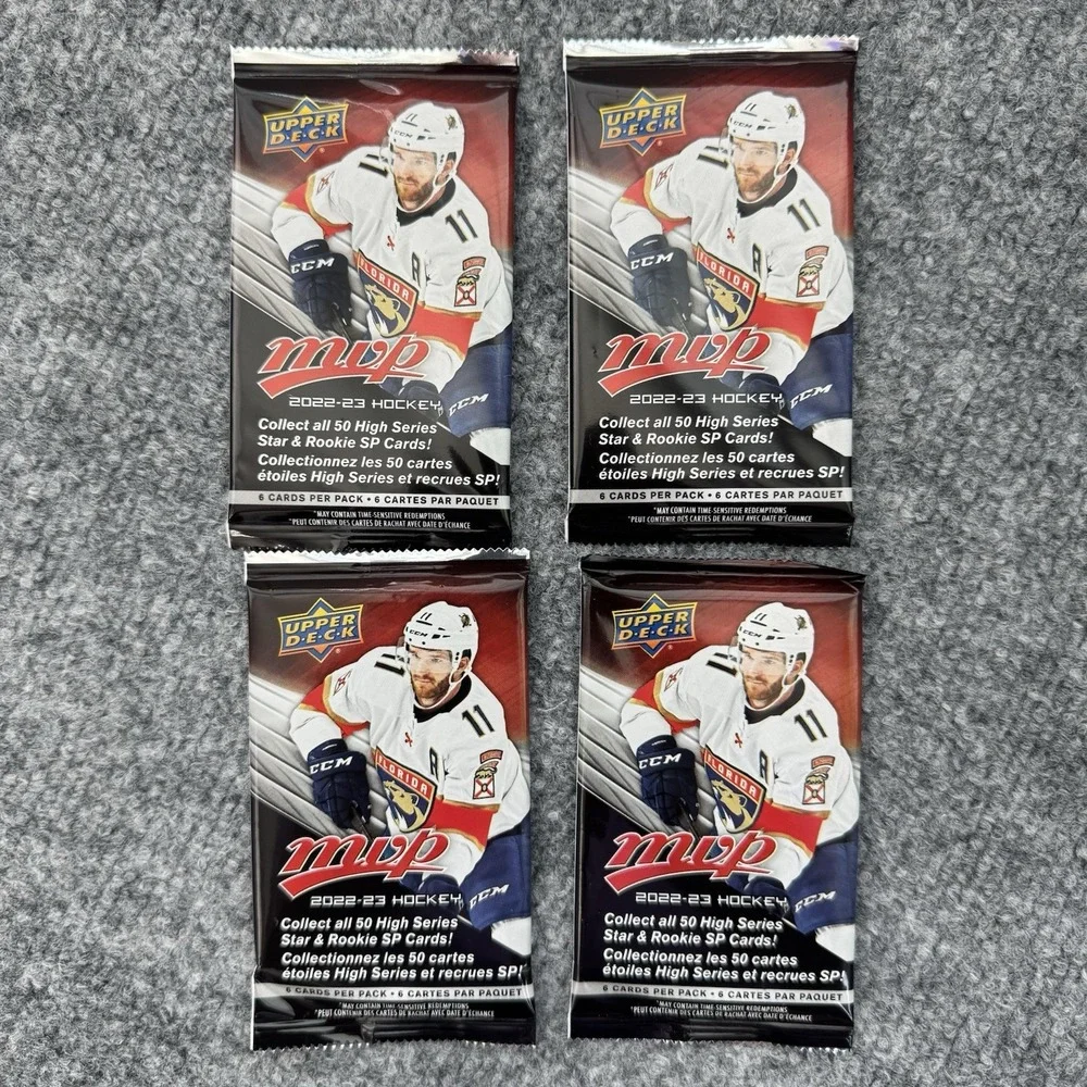 (Lot of 4) Upper Deck MVP 2022-23 Hocky Card Packs - 24 Total Cards - New Sealed